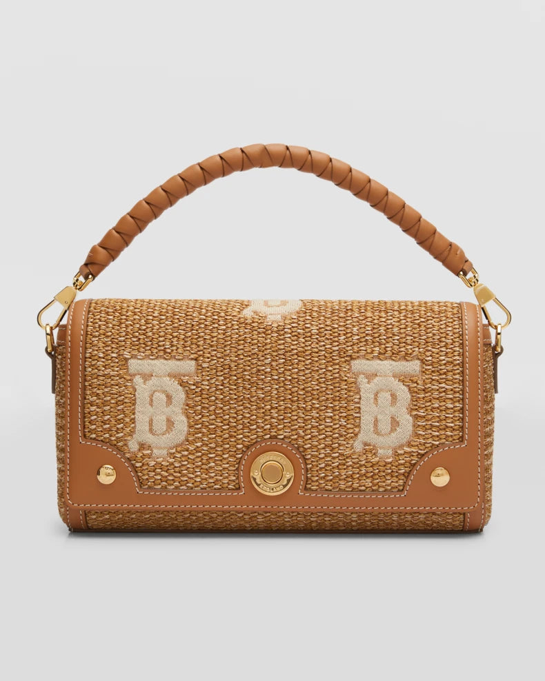 Burberry Monogram Raffia-effect Zip Pouch in Brown